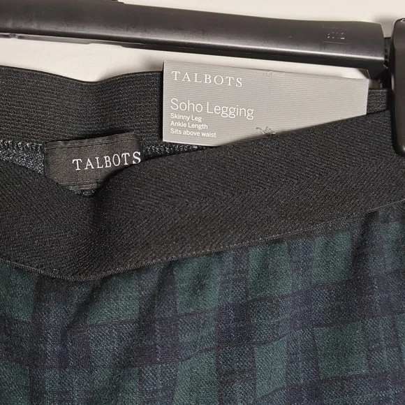 TALBOTS NWT Soho Leggings Green/Blue Tartan Print Size 2 - Picture 5 of 16
